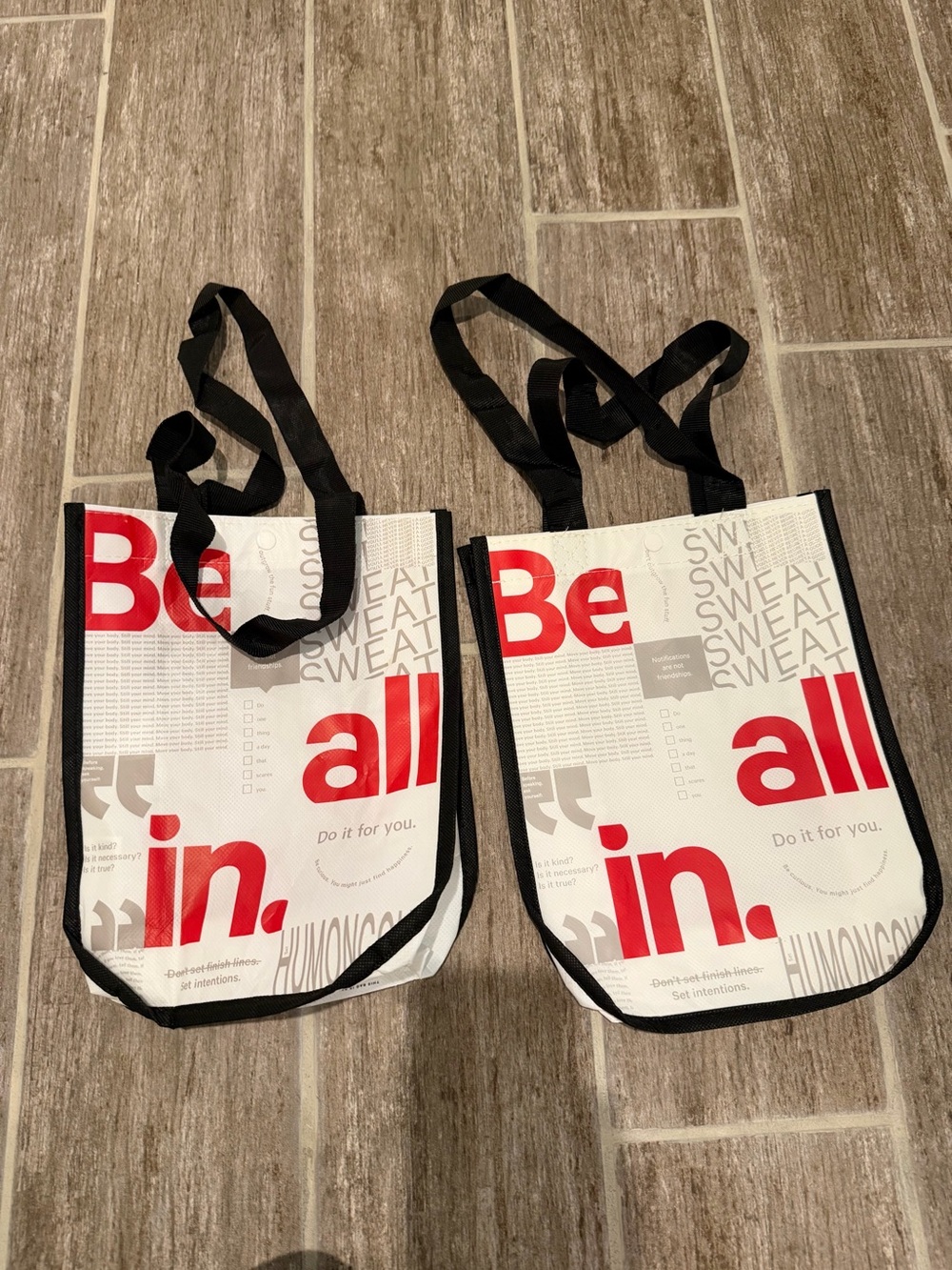 LULULEMON ATHLETICA BE ALL IN WHITE RED BLACK tote shopping reusable bags